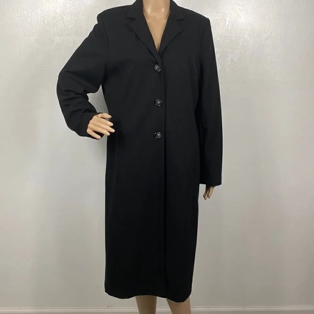 I.E. Black Longline Jersey Knit Button Front Jacket